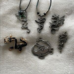 Dragon Pendant Collection - Silver & Black Accents